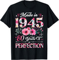 80 Year Old Made in 1945 Floral 80th Birthday Shirt for Women 140