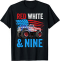 Red White Nine Monster Truck Boy 9Th Birthday Usa Flag