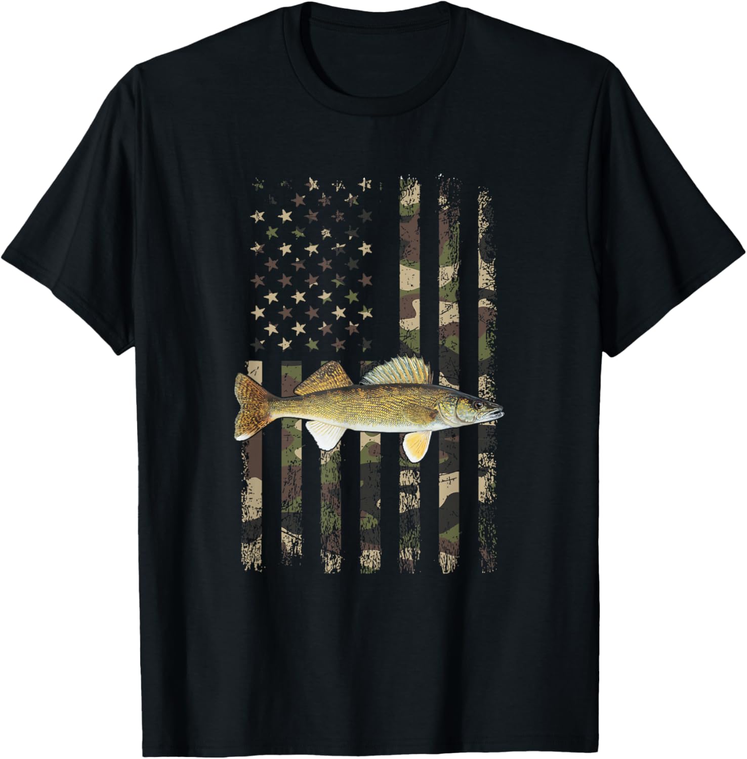 Walleye Camo American Flag Fishing Walleye