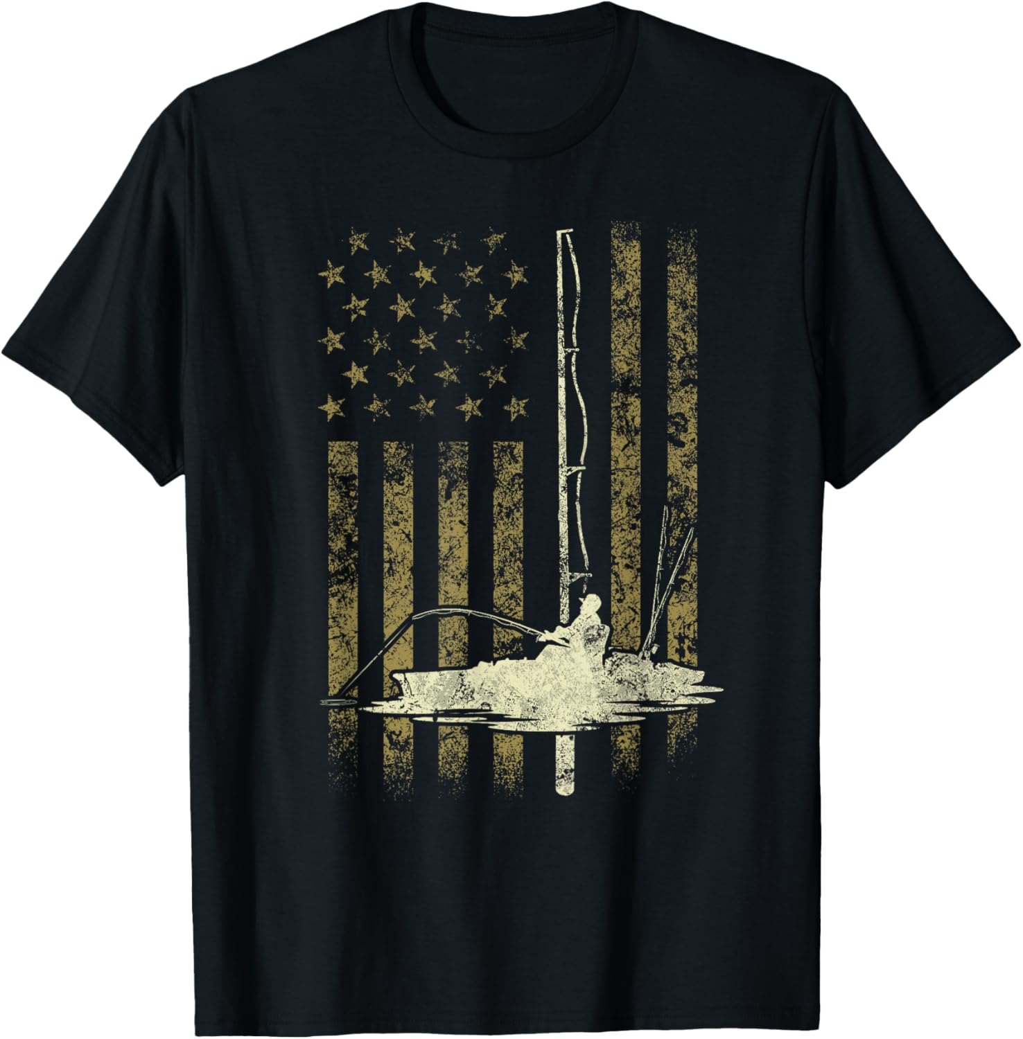 Funny Vintage Usa Flag Kayak Fishing Gift