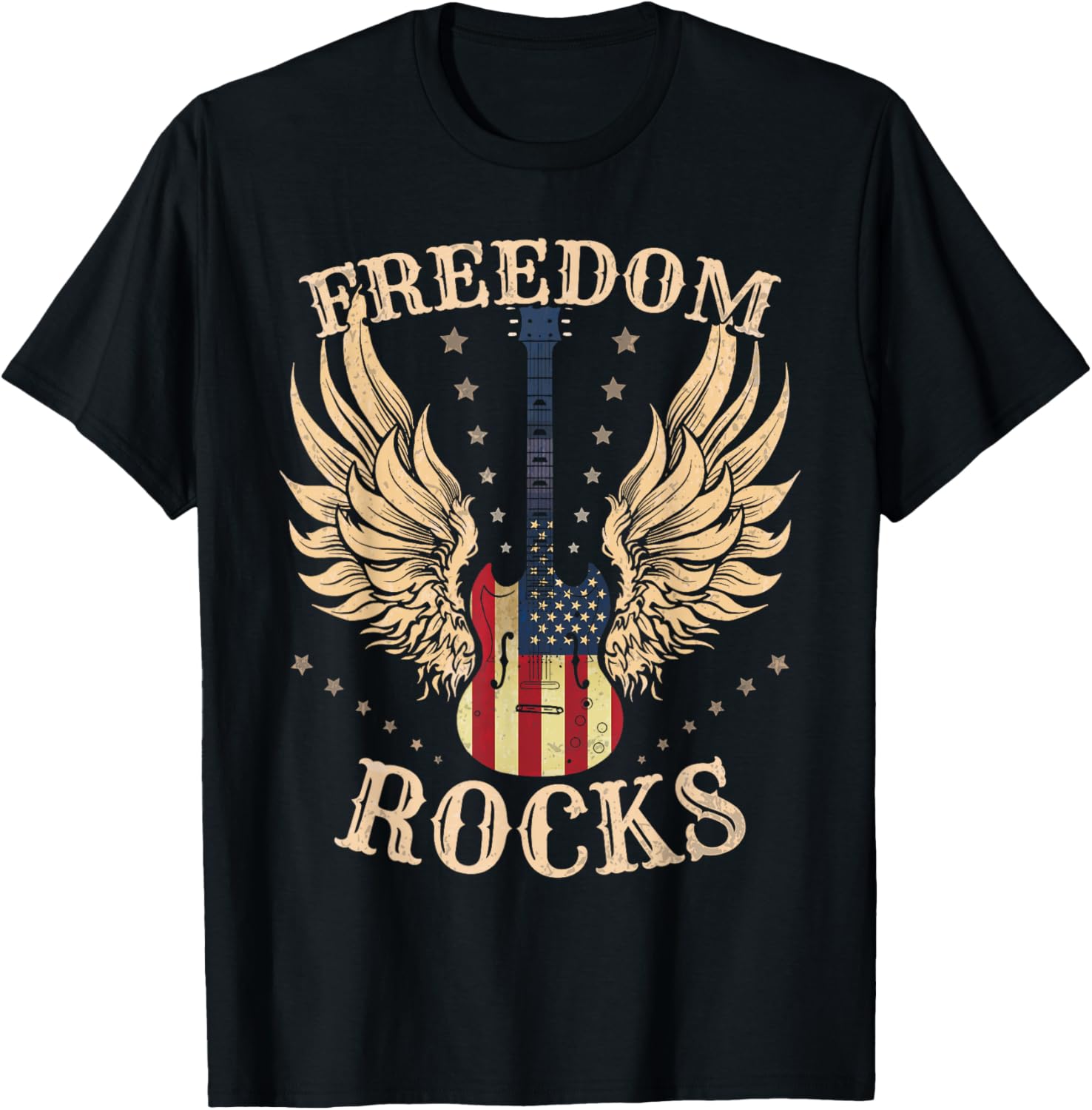 Freedom Rocks American Flag 4Th July Guitar