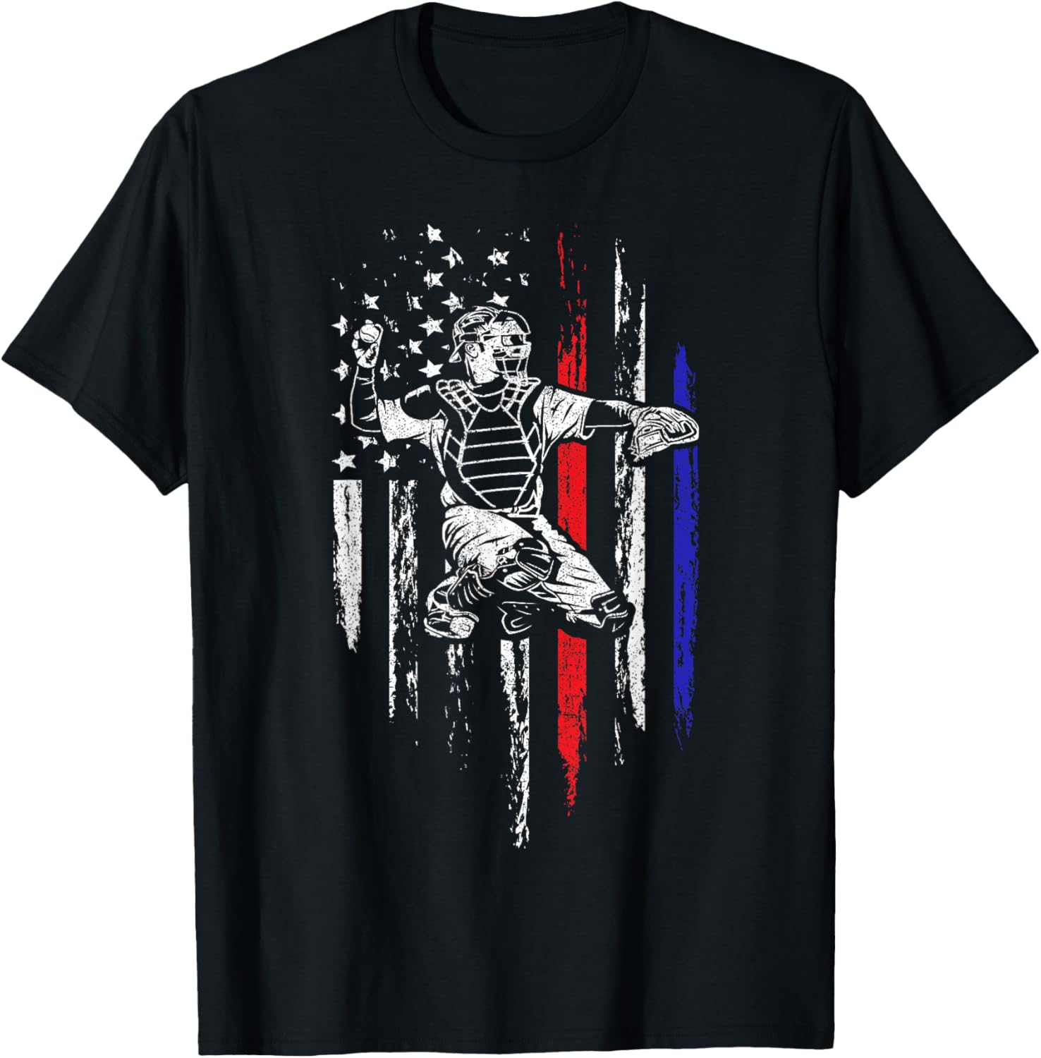Baseball American Flag Patriotic Catcher 4Th Of July Gift