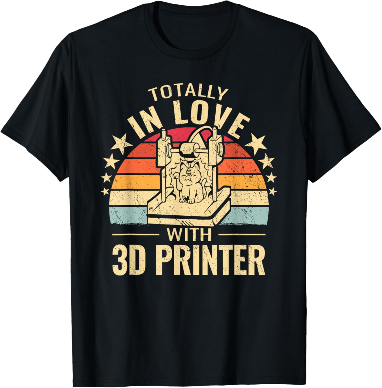 Totally In Love With 3D Printer Retro Cat Vintage 3D Printer Men