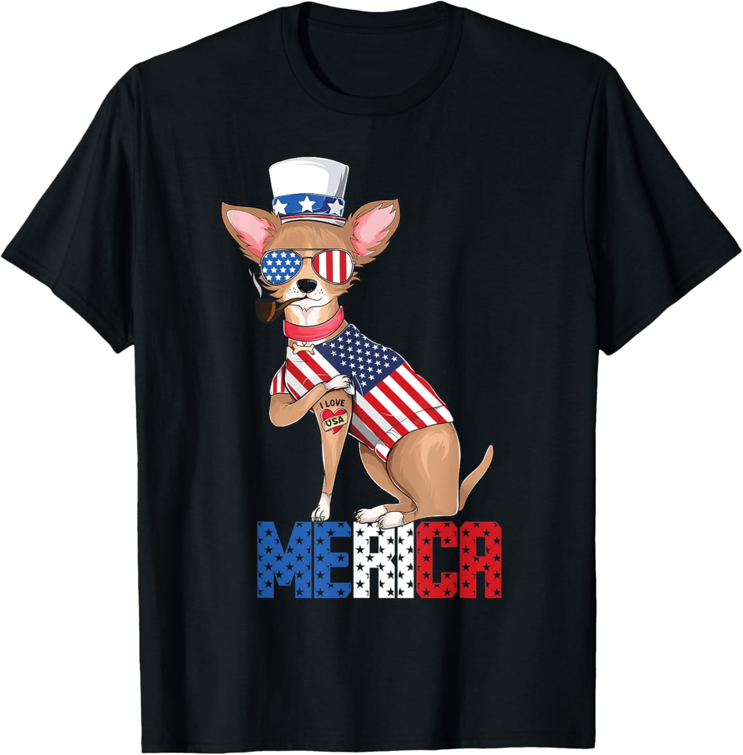 Chihuahua Dog Merica 4Th Of July Usa American Flag Men Women