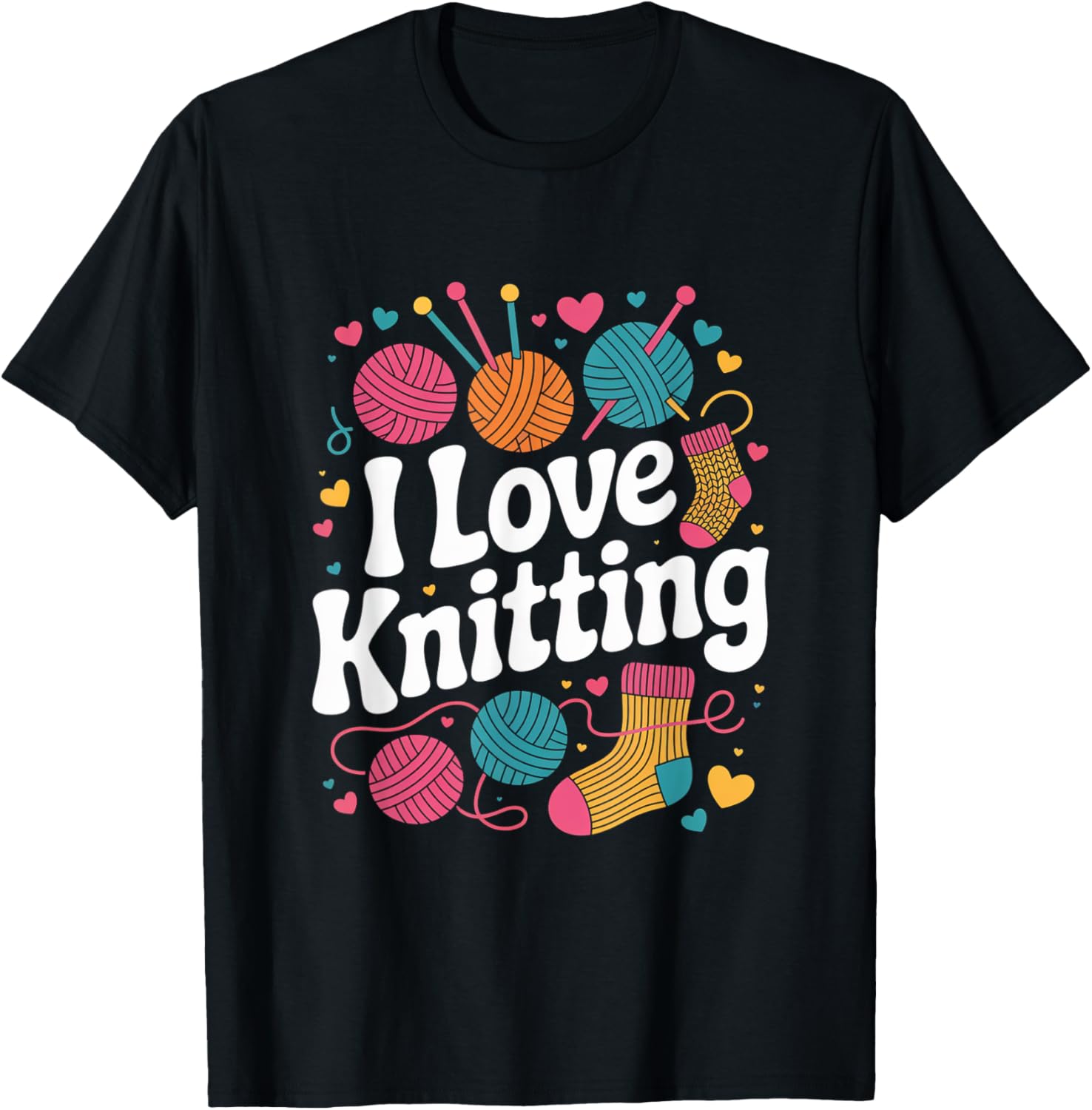 I Love Knitting Colorful Yarn Balls Heart