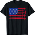 Pilot Aircraft Mechanic Co American Flag Airplane Pilot 4Th Of July Aviation T Shirt Unisex Adults Black Short Sleeve Classic Fit Cotton 60 Polyester 40