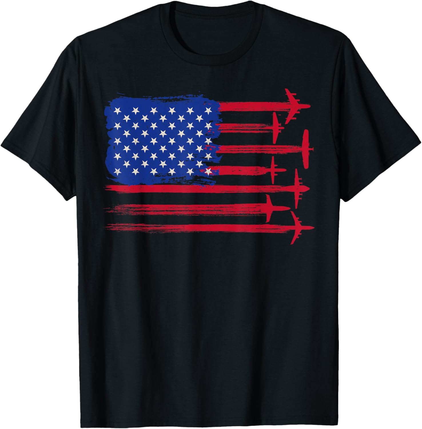 Pilot Aircraft Mechanic Co American Flag Airplane Pilot 4Th Of July Aviation T Shirt Unisex Adults Black Short Sleeve Classic Fit Cotton 60 Polyester 40