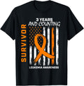 3 Years Cancer Free Orange Leukemia Survivor American Flag