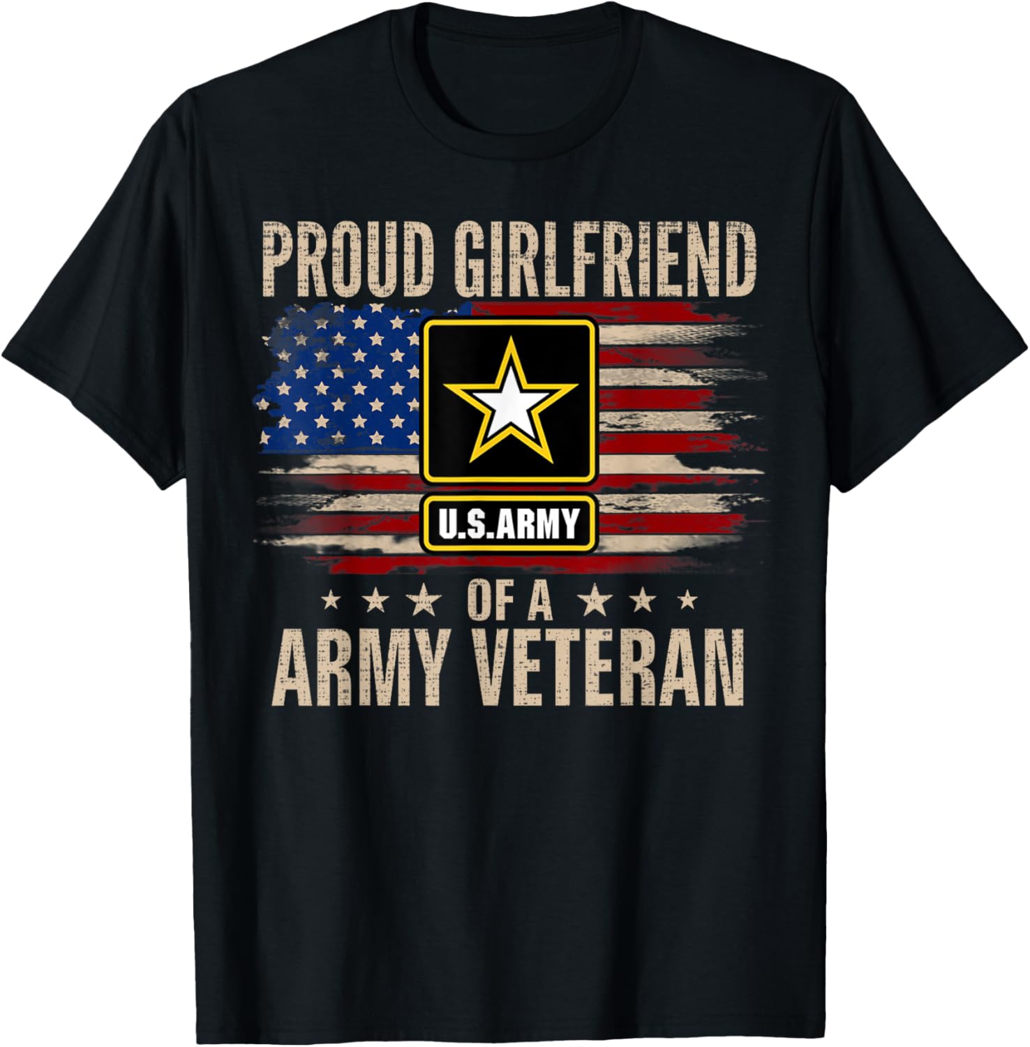 Vintage Proud Girlfriend Of A Army Veteran American Flag
