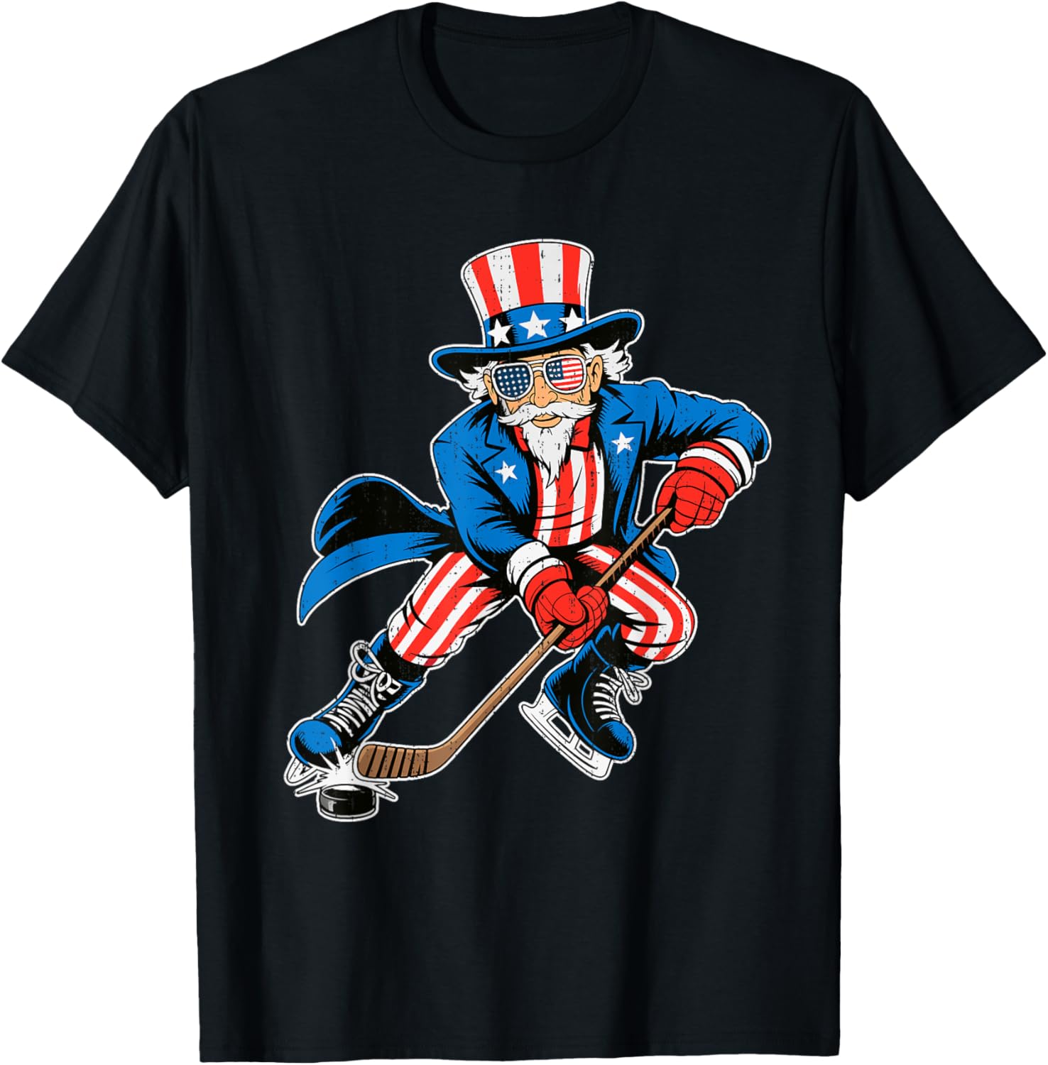 Uncle Sam Hockey American Flag Usa Sport 4Th Of July