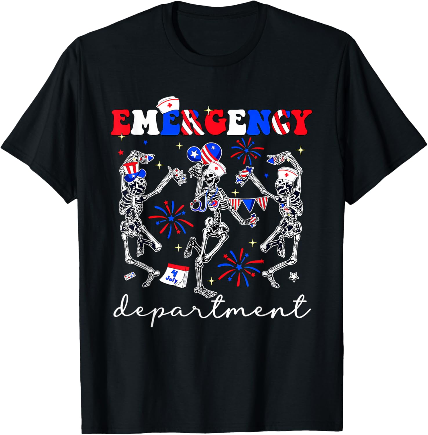 Emergency Department Skeleton 4Th Of July Usa Er Ed Nurse