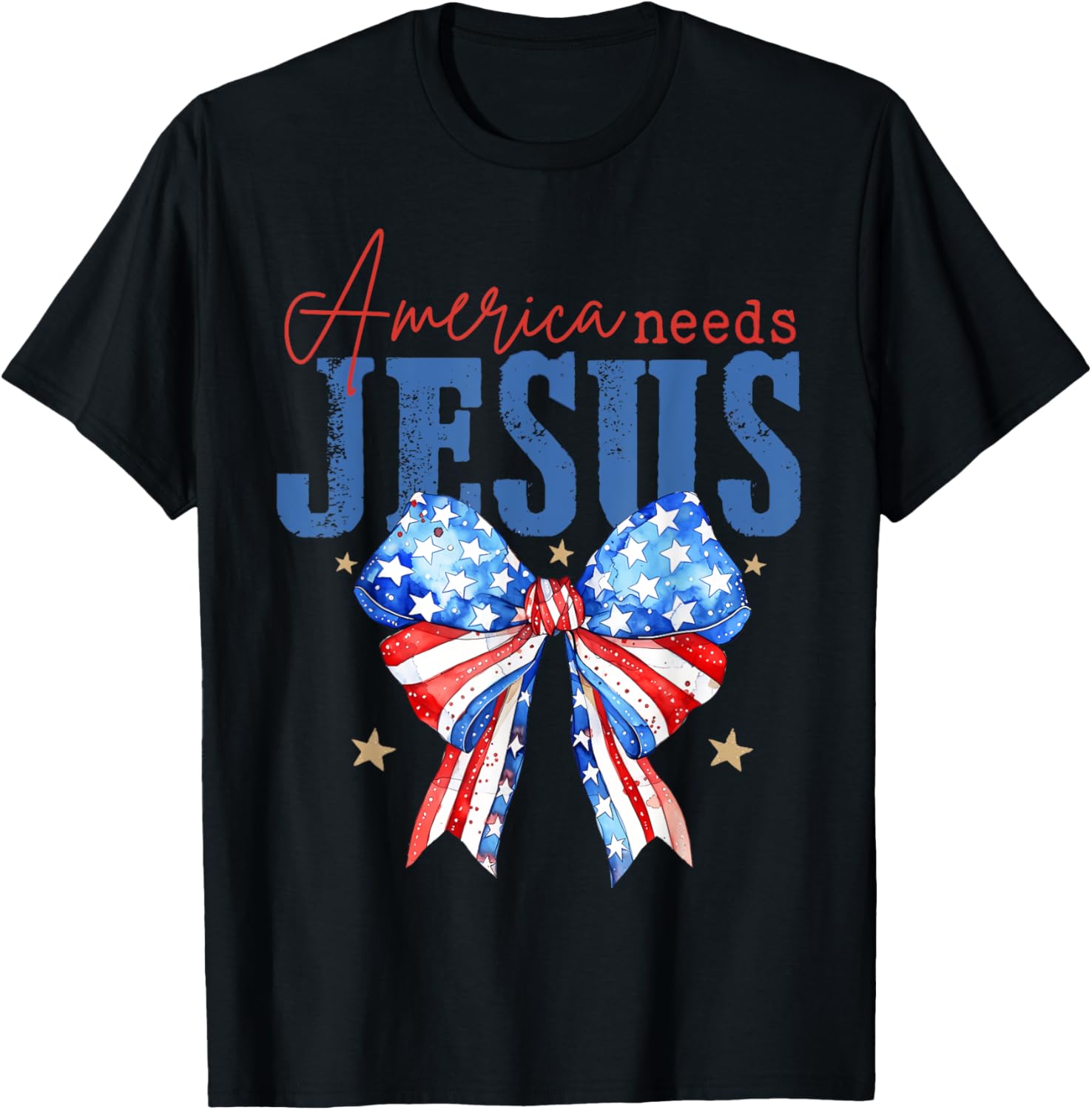 America Needs Jesus Christian Usa Flag 4Th Of July Bow Retro