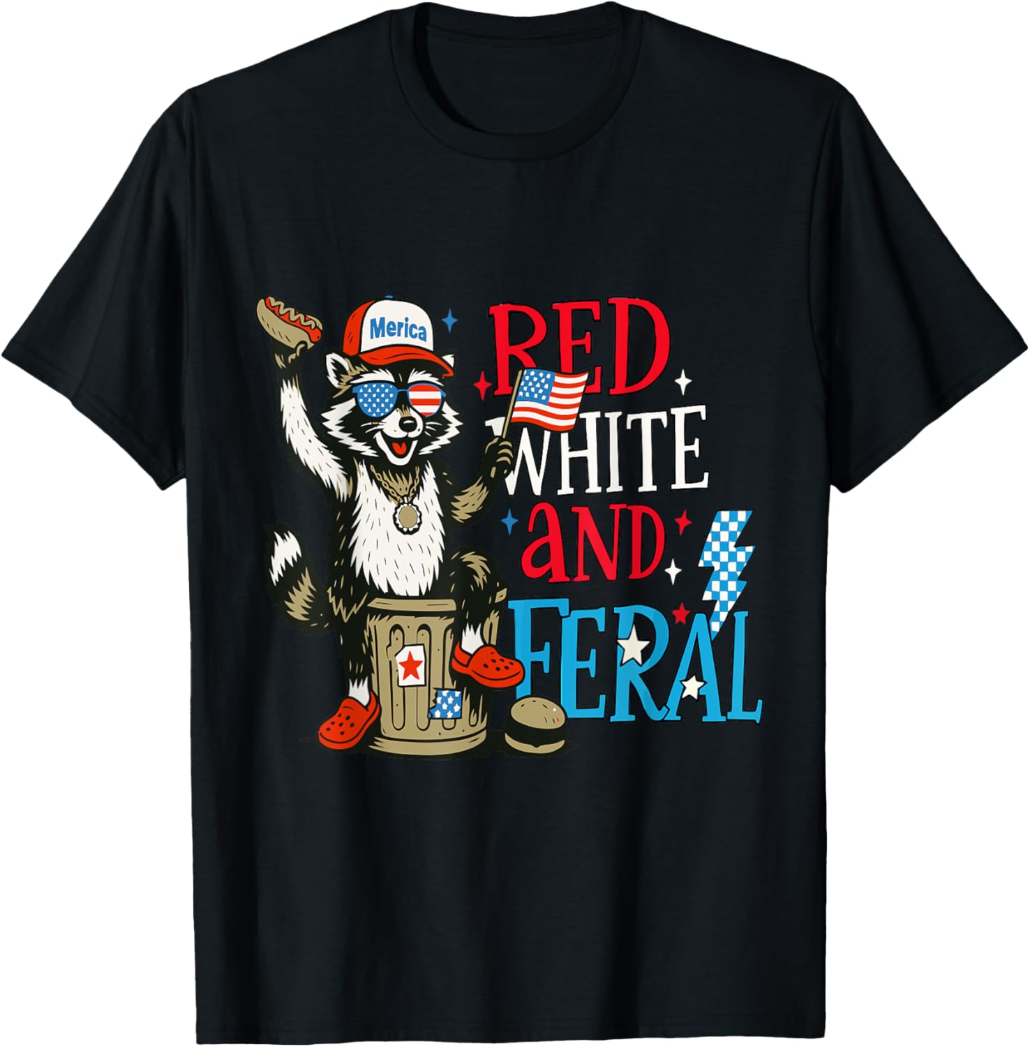 Fuuny Cute Red White And Feral Raccoon 4Th Of July Patriotic
