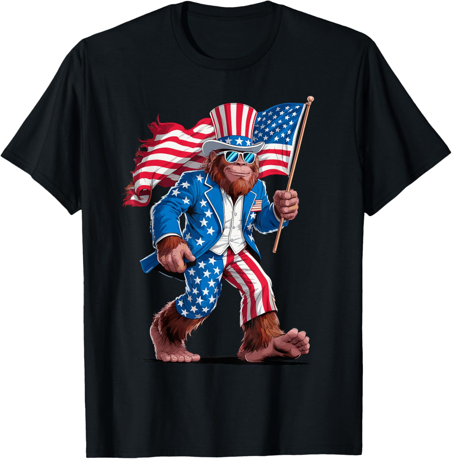 4Th Of July Patriotic American Bigfoot Sasquatch Usa Flag