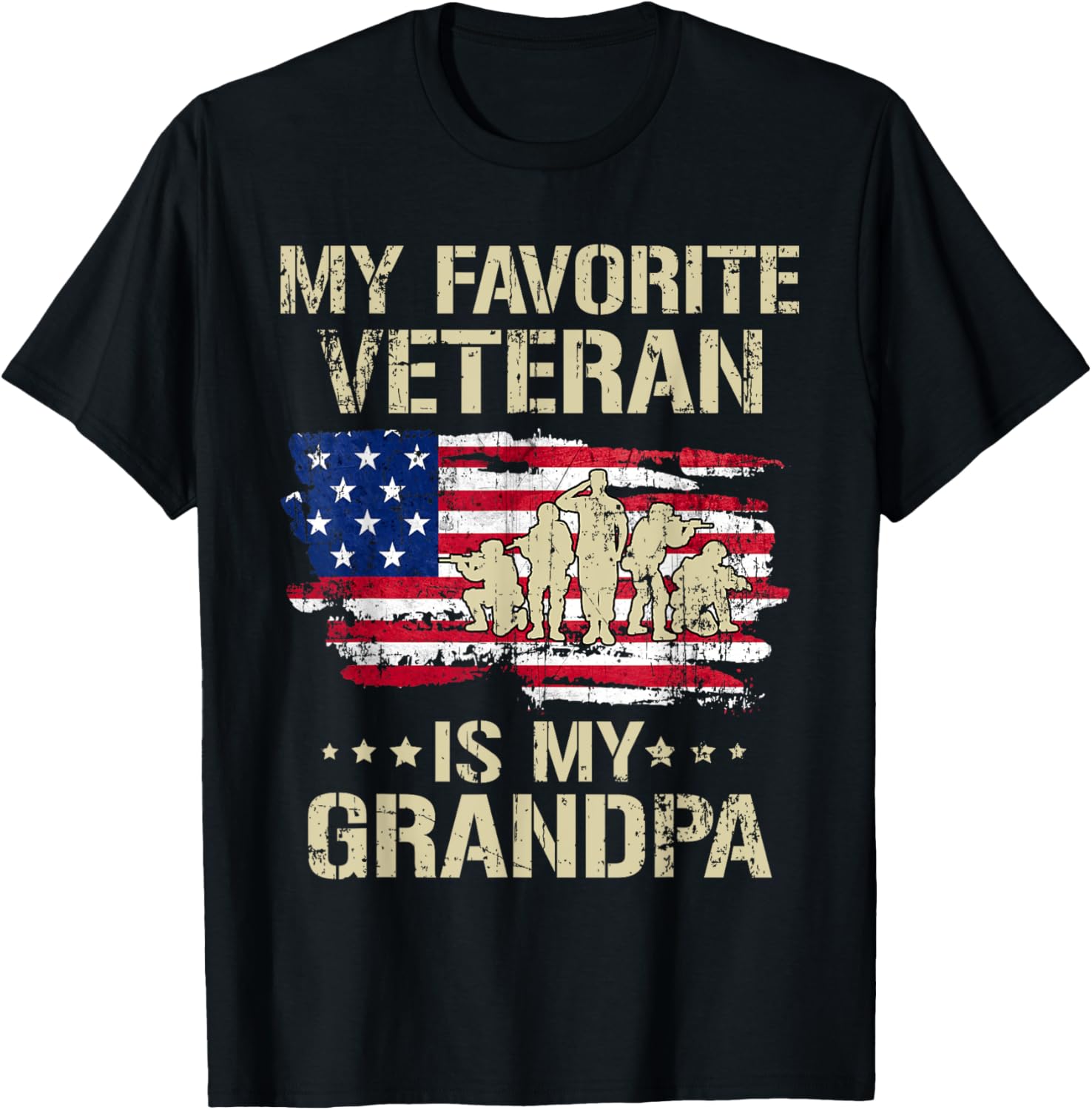 My Favorite Veteran Is My Grandpa Kids Boys American Flag