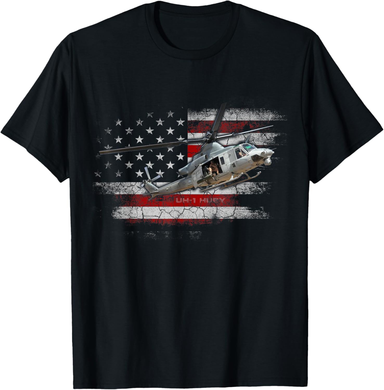 Uh 1 Huey Helicopter T Shirt American Flag Veteran T Shi