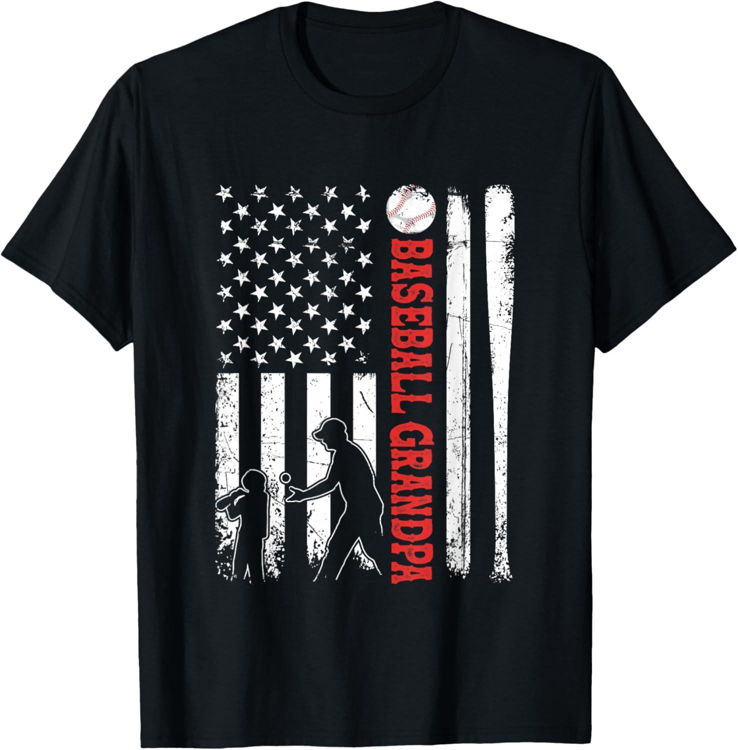 Distressed Usa American Flag Baseball Grandpa Fathers Day