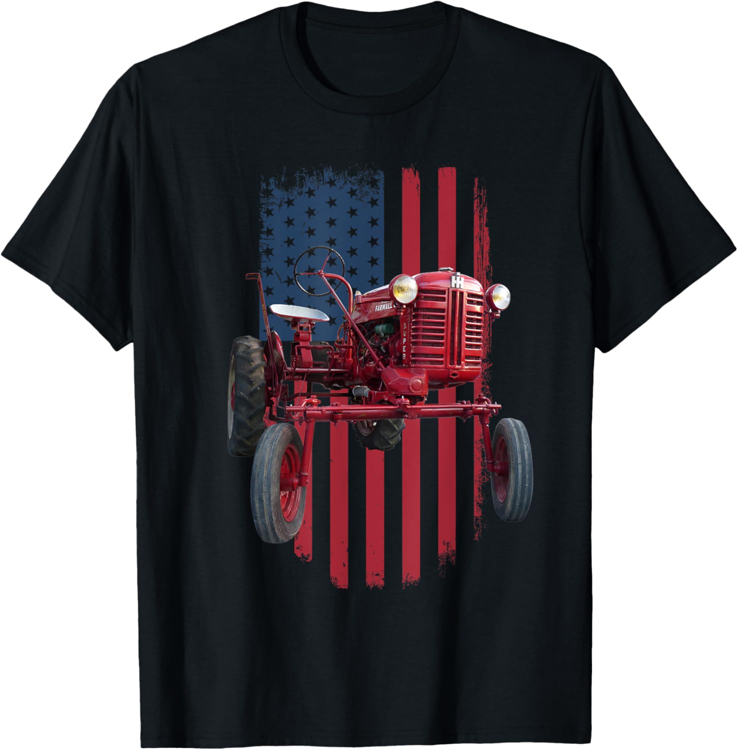 Patriotic Vintage Cub Farm Tractor American Flag Usa Pride