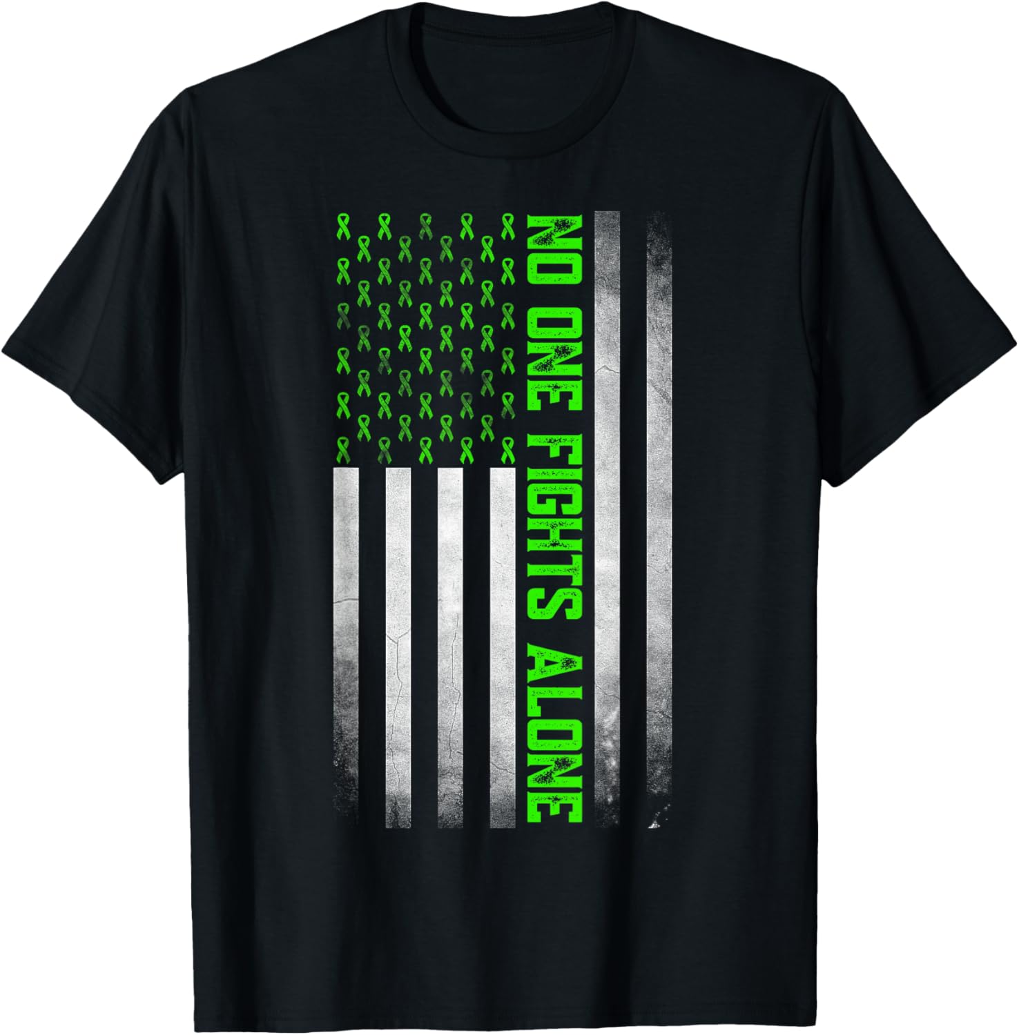 Mental Health Awareness Green Ribbon American Flag