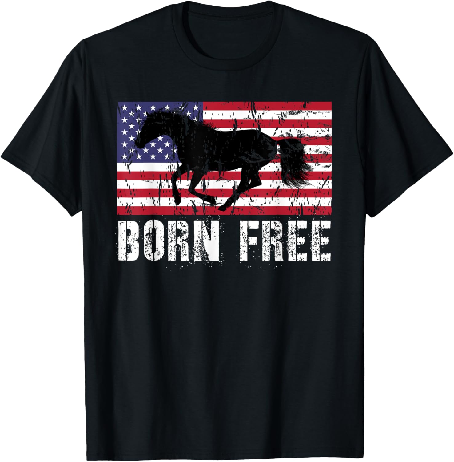 Vintage Born Free Horse American Flag Wild Mustang