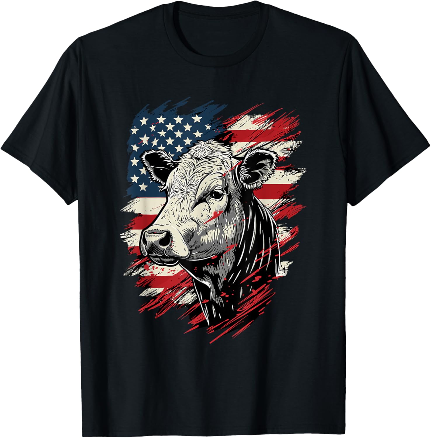 Cow Farm Patriotic Farmer 4Th Of July Usa American Flag