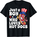 Just A Boy Who Loves Hot Dogs Usa Funny Hot Dog 4Th Of July