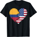 Vintage Usa Flag Colombia Flag Heart Colombian American Love