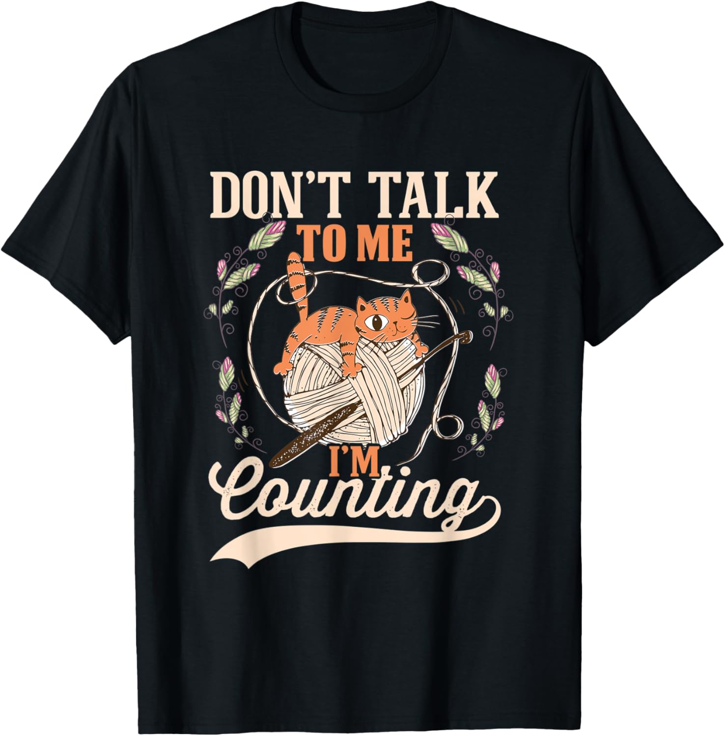 Funny Cute Knitting Cat Counting Yarn Sewer Quilter Knitter