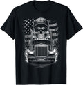 Trucker Patriotic American Flag Semi Truck Driver Skull