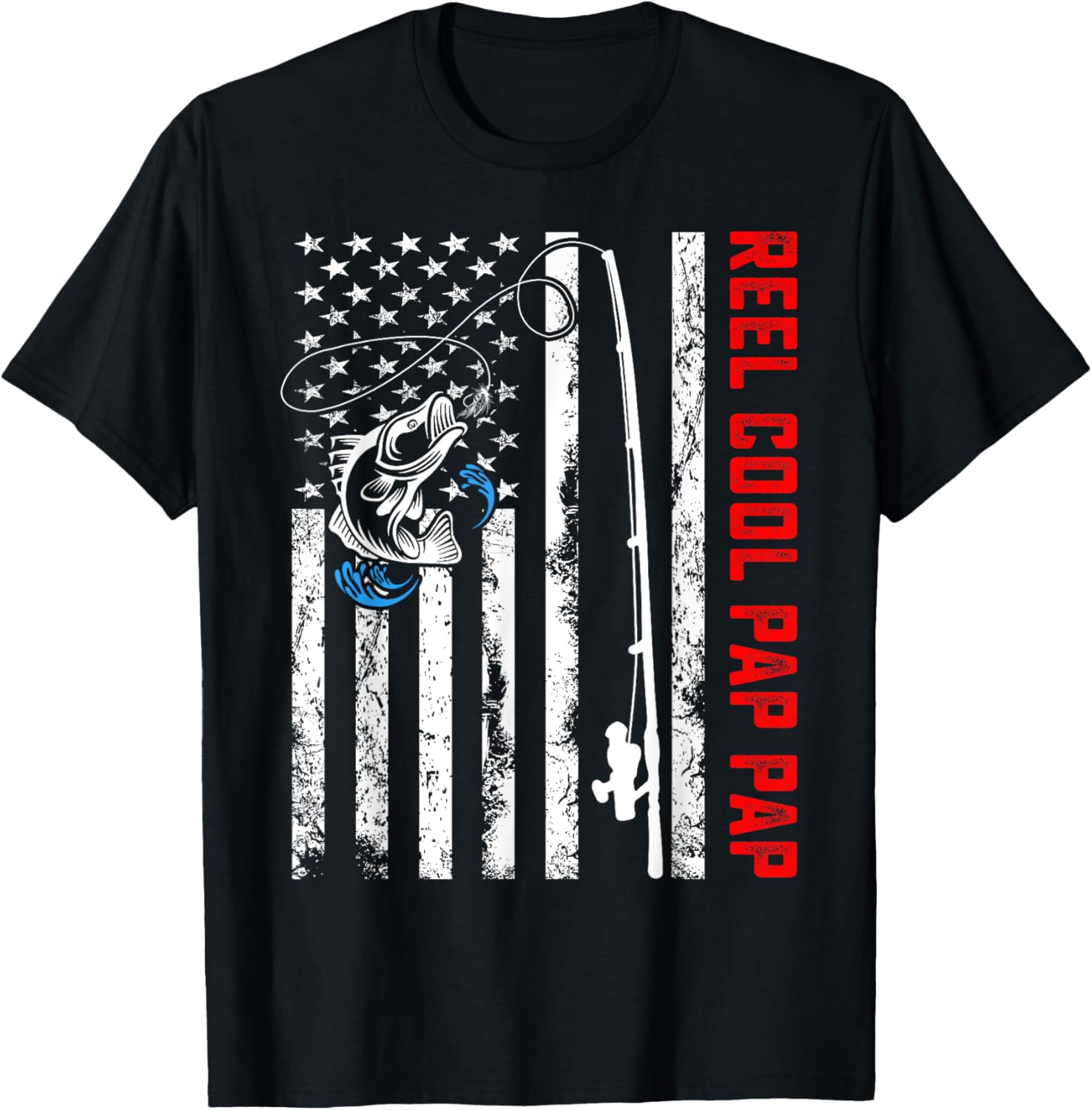 Reel Cool Pap Pap Shirt American Flag Fishing Birthday Gifts