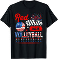 Red White And Volleyball 4Th Of July American Flag Player