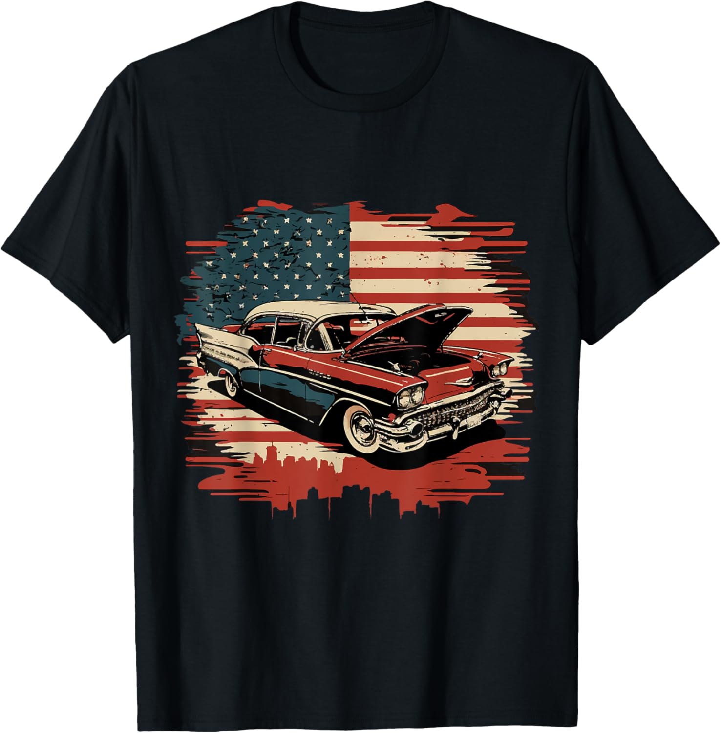 Classic Vintage Usa Flag Car Graphic Mens Womens