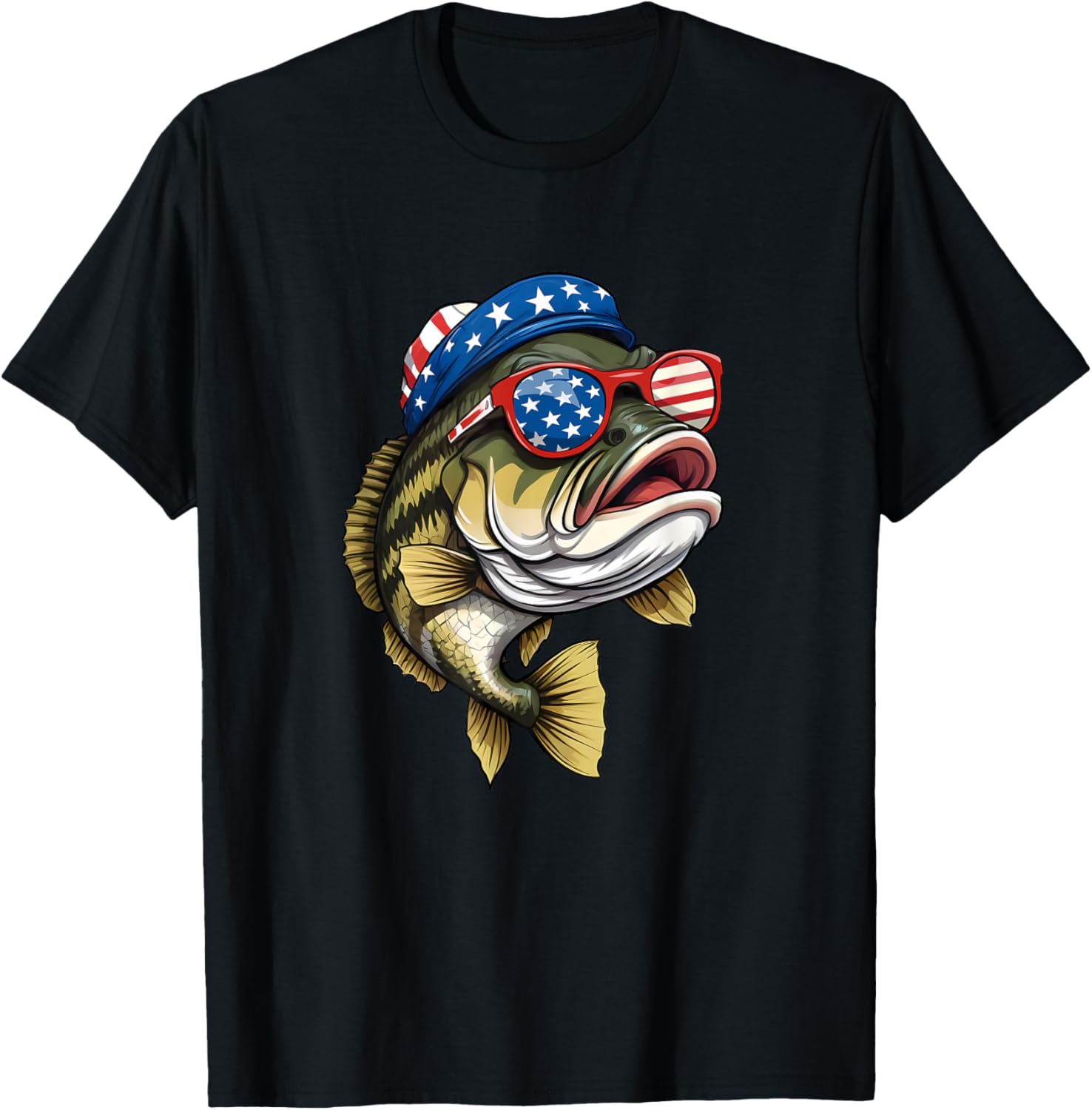Bass Fish 4Th Of July American Us Flag Patriotic Fishing
