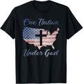 One Nation Under God Christian Cross American Flag Usa Map