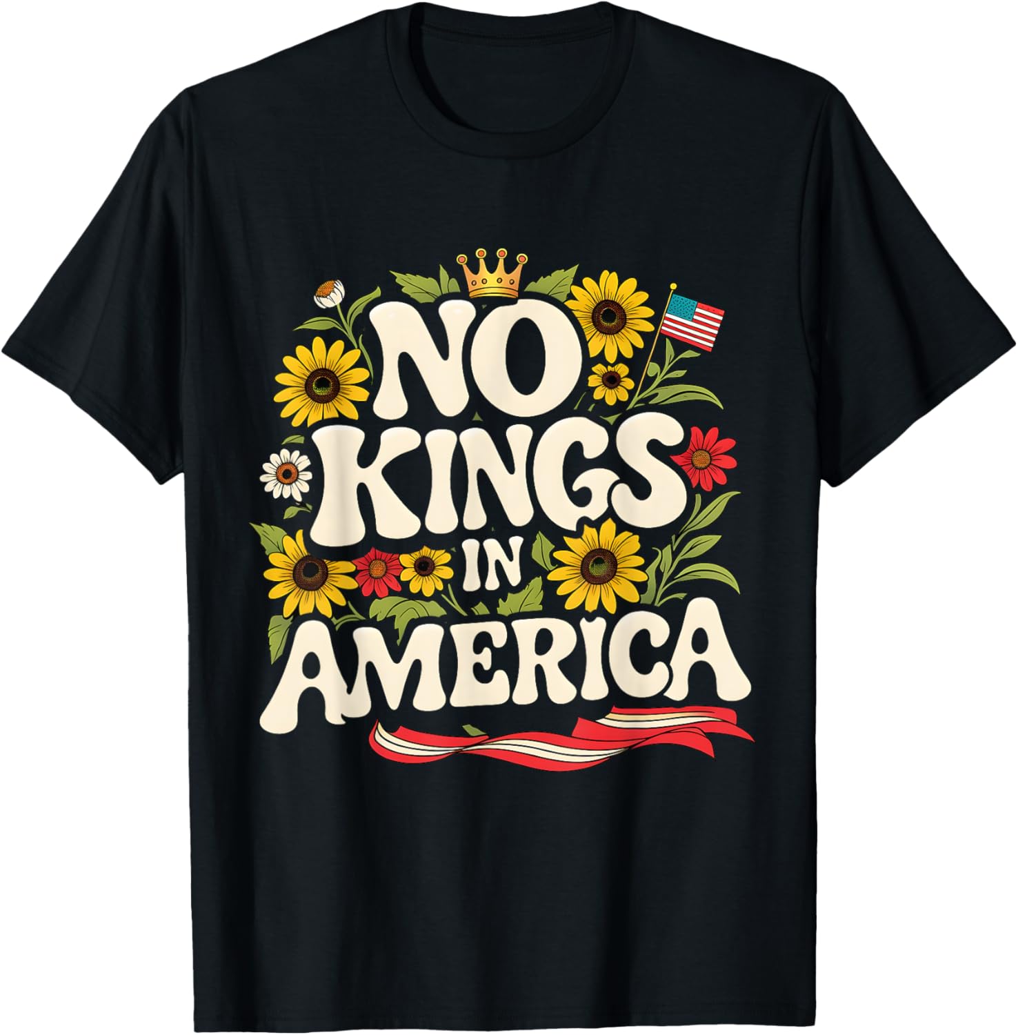 No Kings In America Usa Vintage Floral 4Th Of July Patriotic