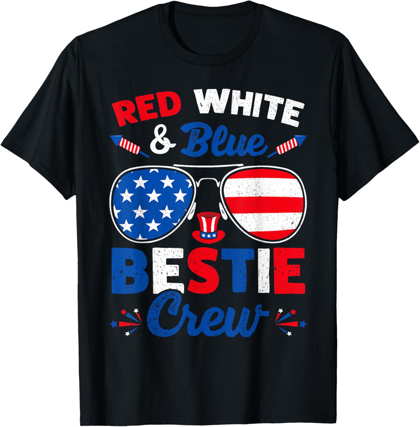 Retro 4Th Of July Red White Blue Bestie Crew American Flag