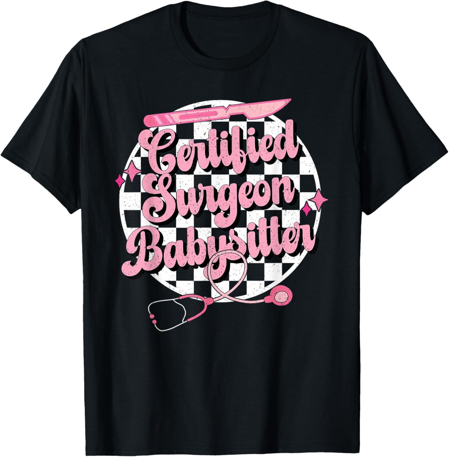 Checkered Retro Scrub Tech Certified Surgeon Babysitter Csb