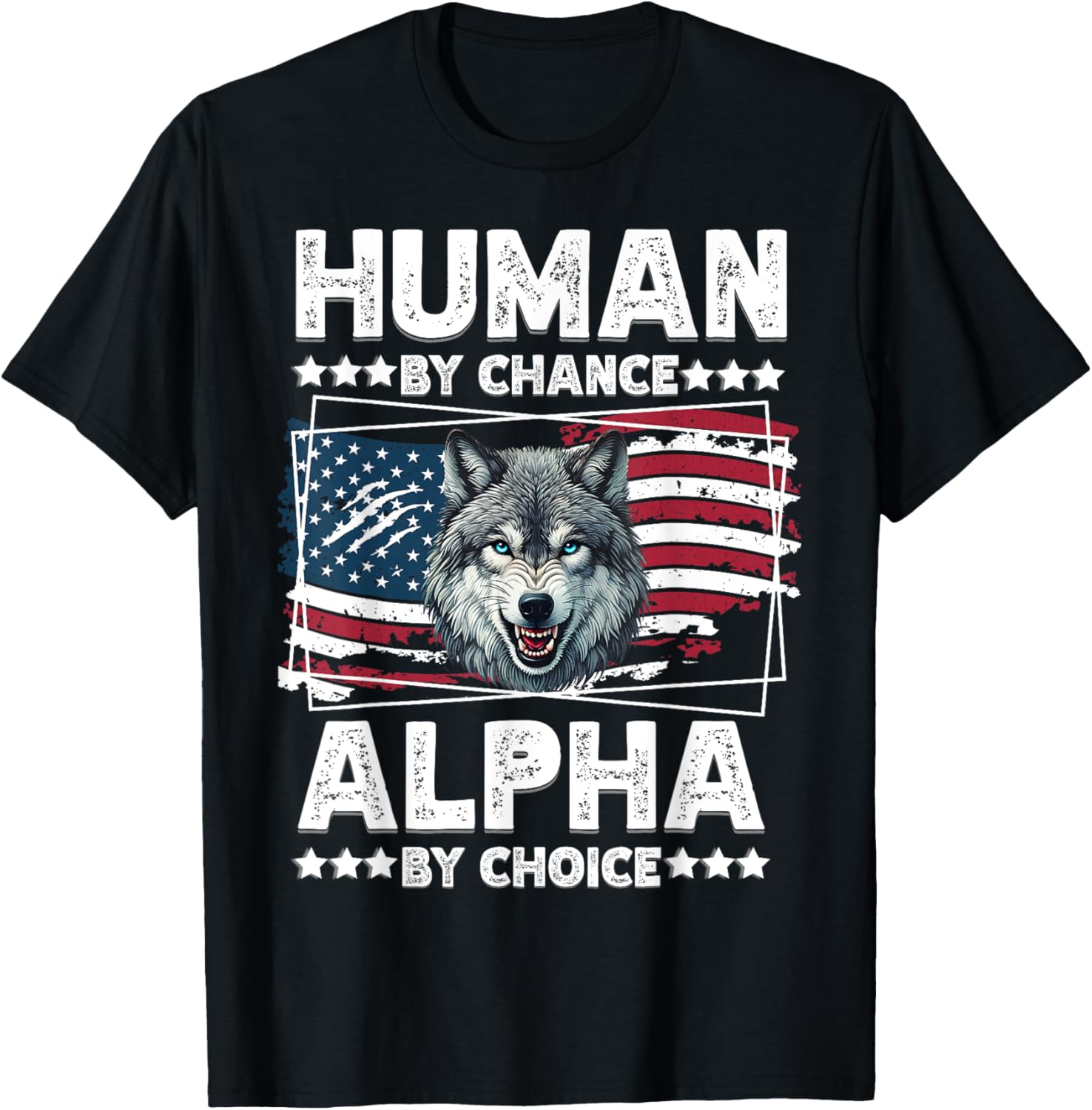 Funny Alpha Wolf Meme Human By Chance American Flag Usa