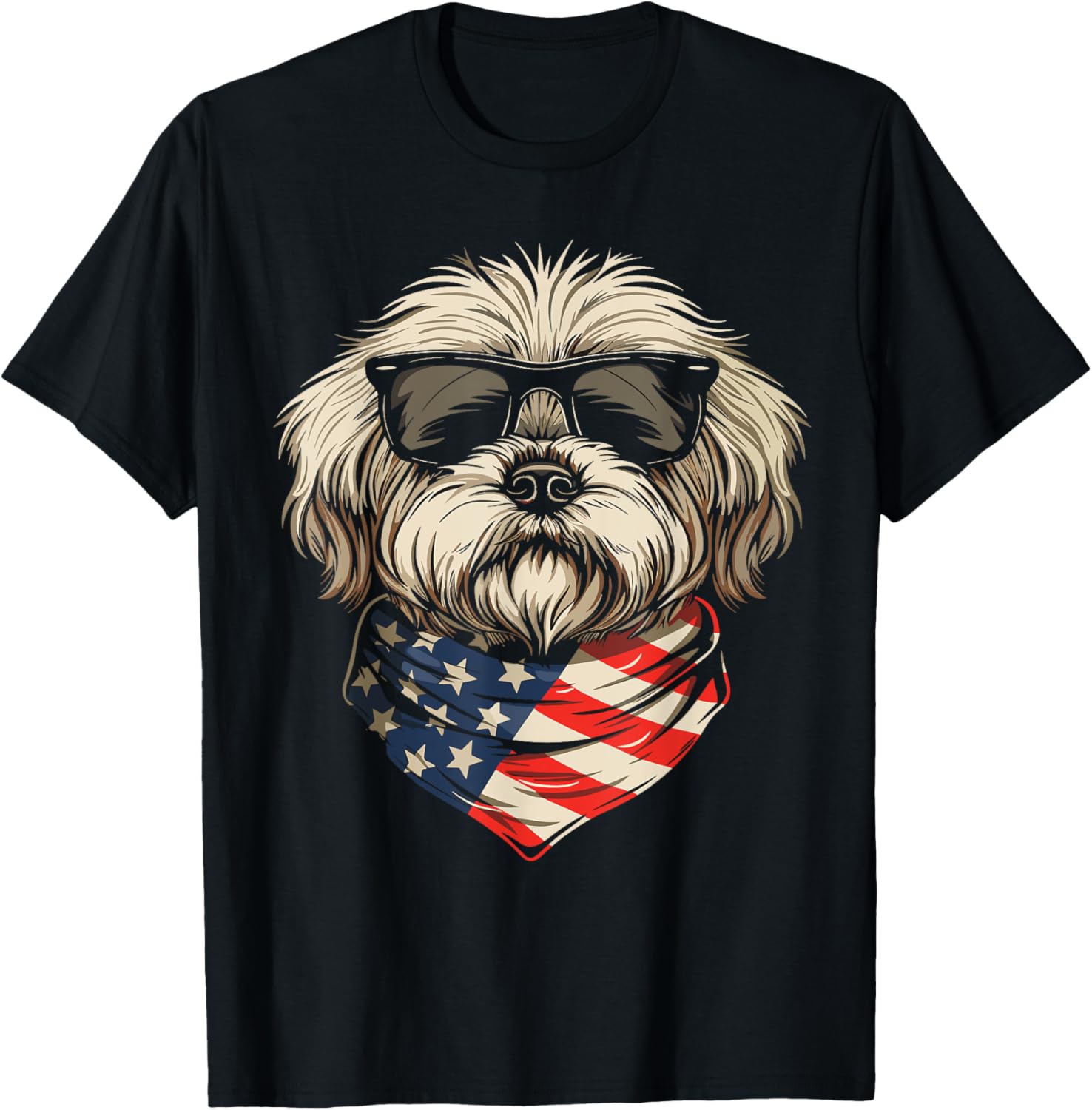 Patriotic American Shih Tzu Usa Flag Dog 4Th Of July