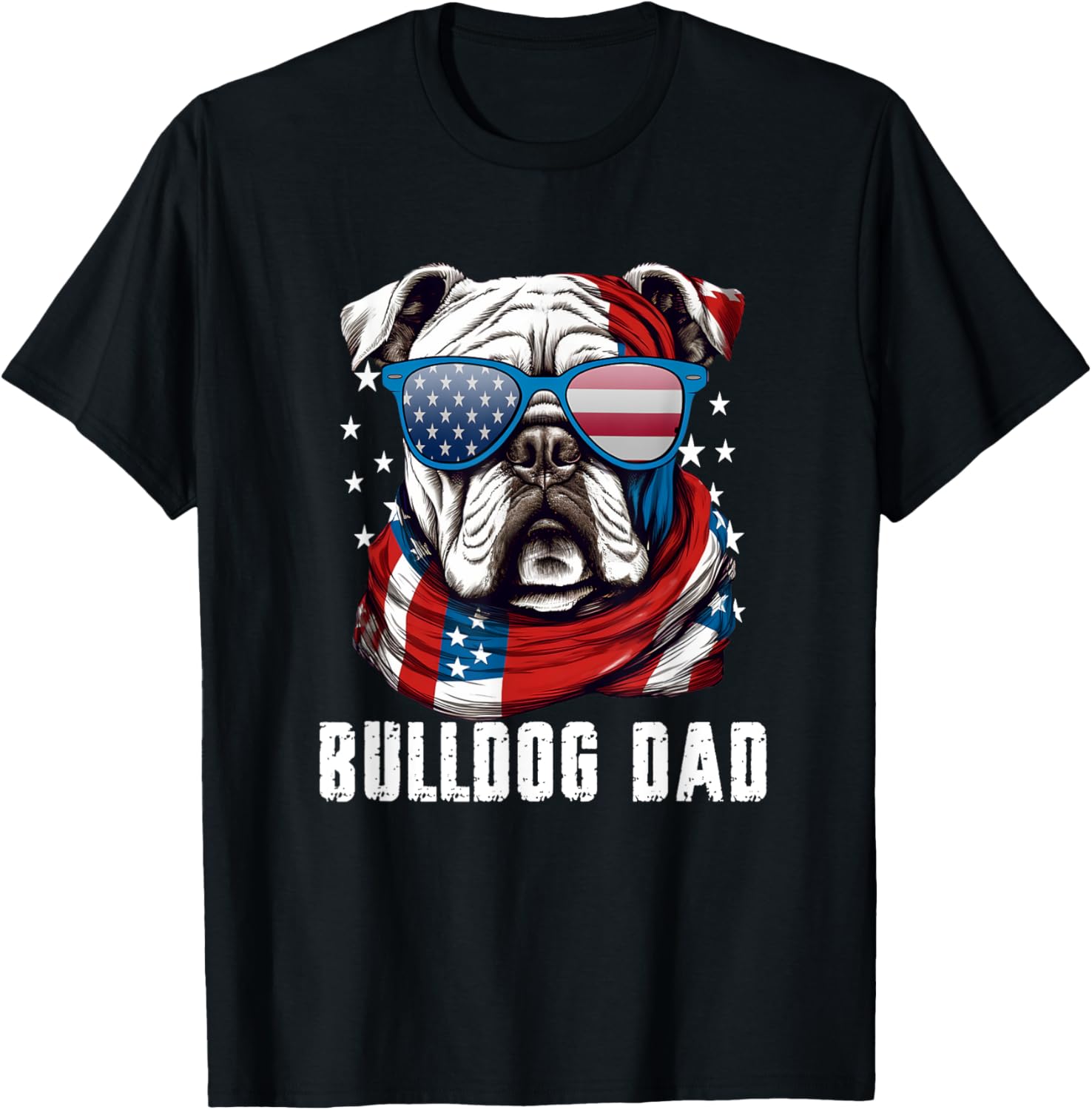 American Bulldog Dad Usa Flag 4Th Of July Dog Father