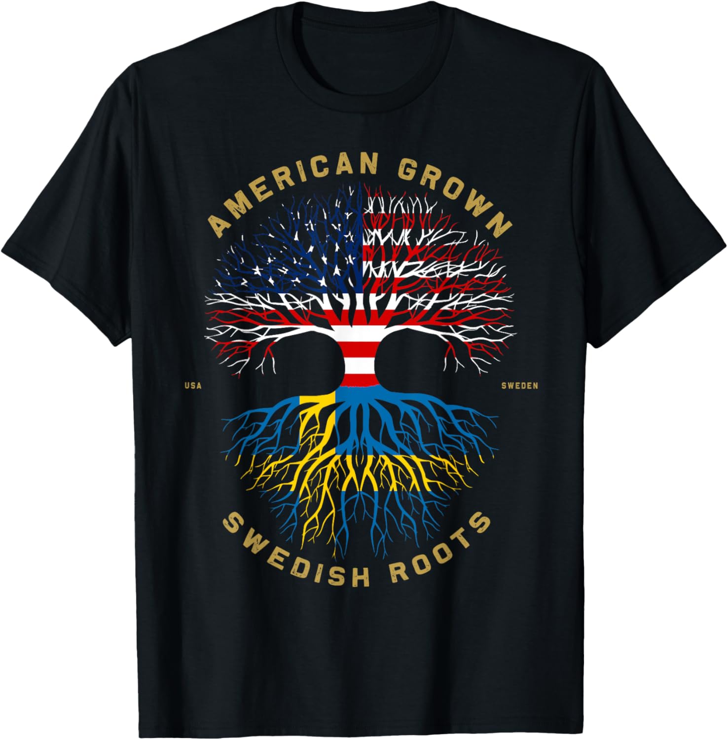 American Grown With Swedish Roots Tree Usa Flag Unique Gifts