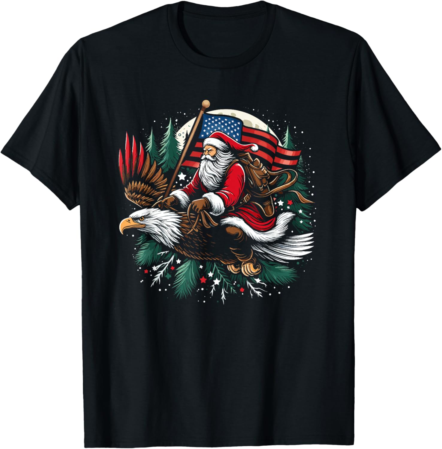 Santa Riding Eagle Usa Flag Christmas