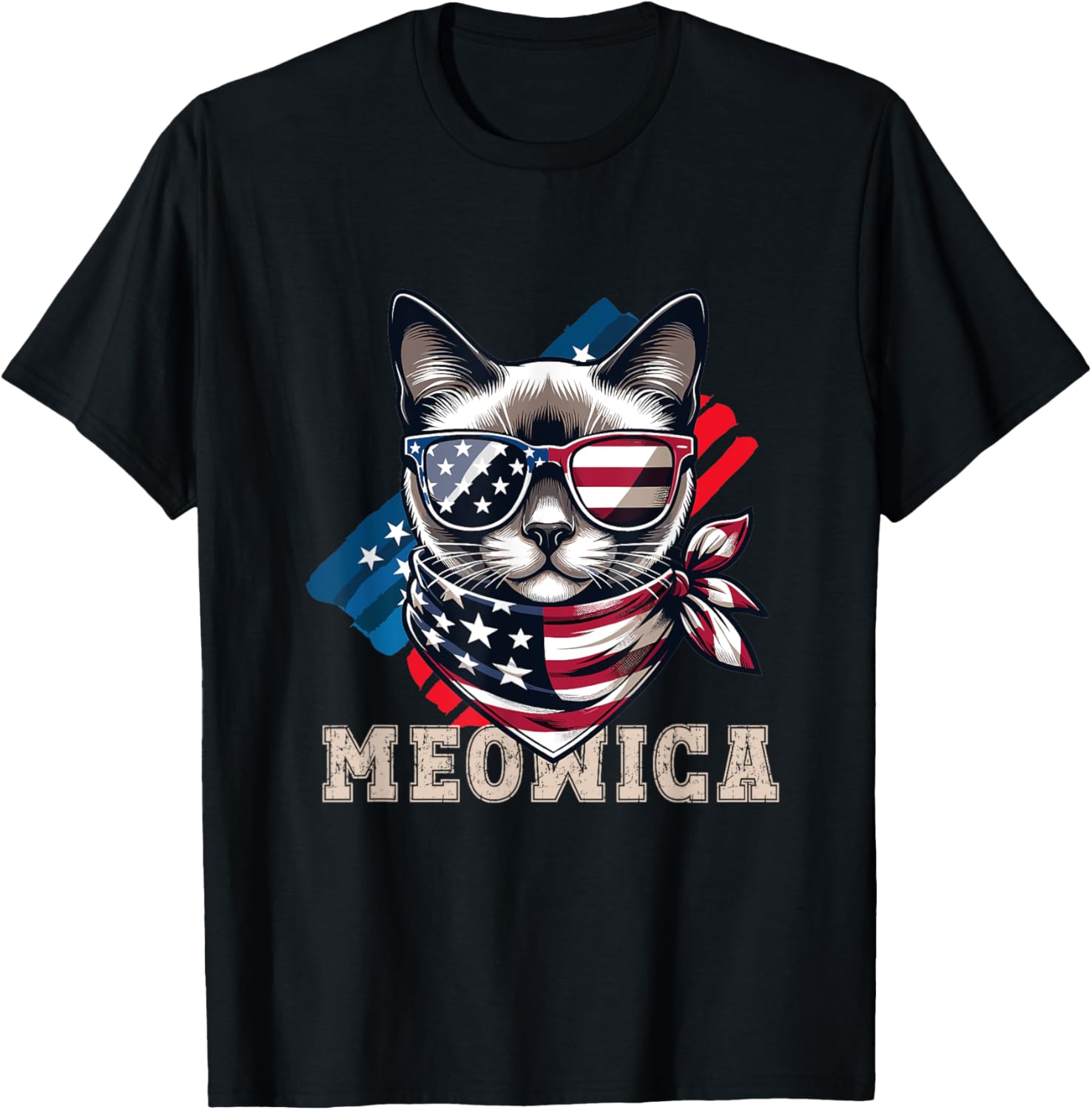 American Flag Funny Cat Meme Patriotic Meowica Usa Apparel