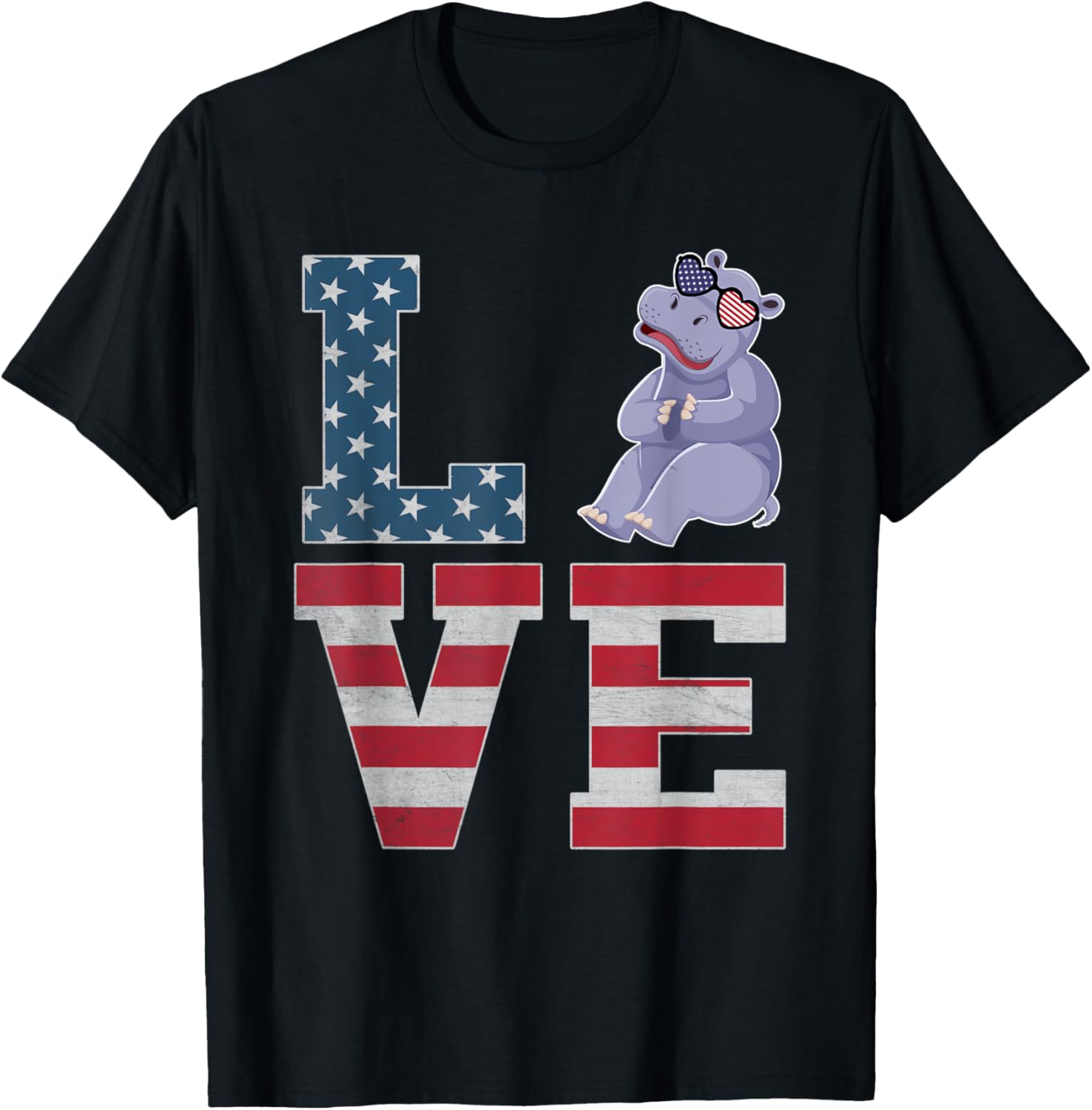 4Th Of July Decor Patriotic Love Hippo American Flag