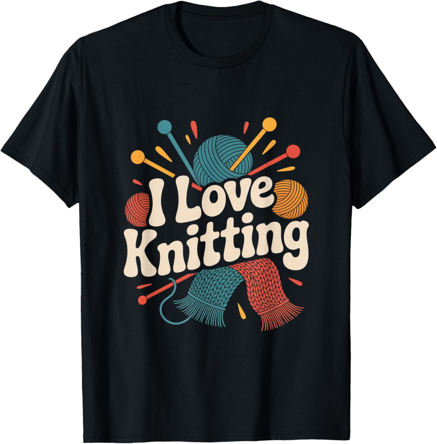 I Love Knitting Yarn Needles Scarf Fun