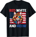 Red White And Meow Funny Cat American Flag 4Th Of July