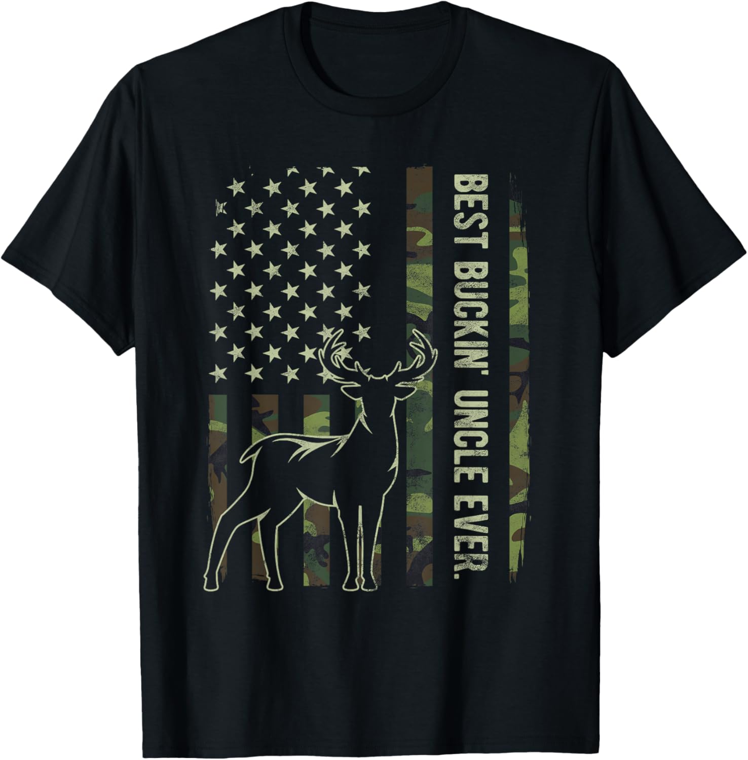 Best Buckin Uncle Ever Camo American Flag Deer Hunting
