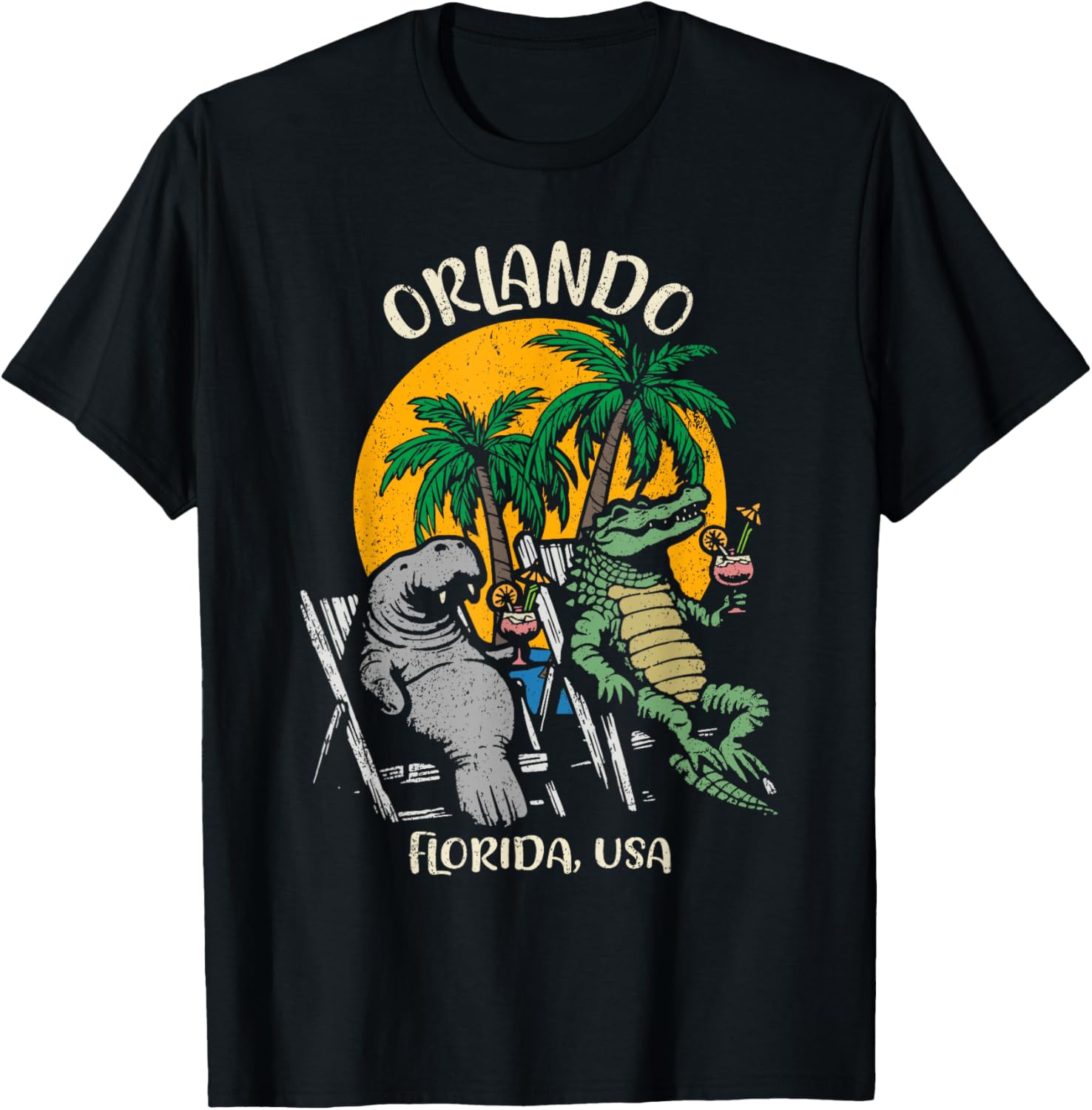 Orlando Florida Usa Funny Manatee And Alligator Design
