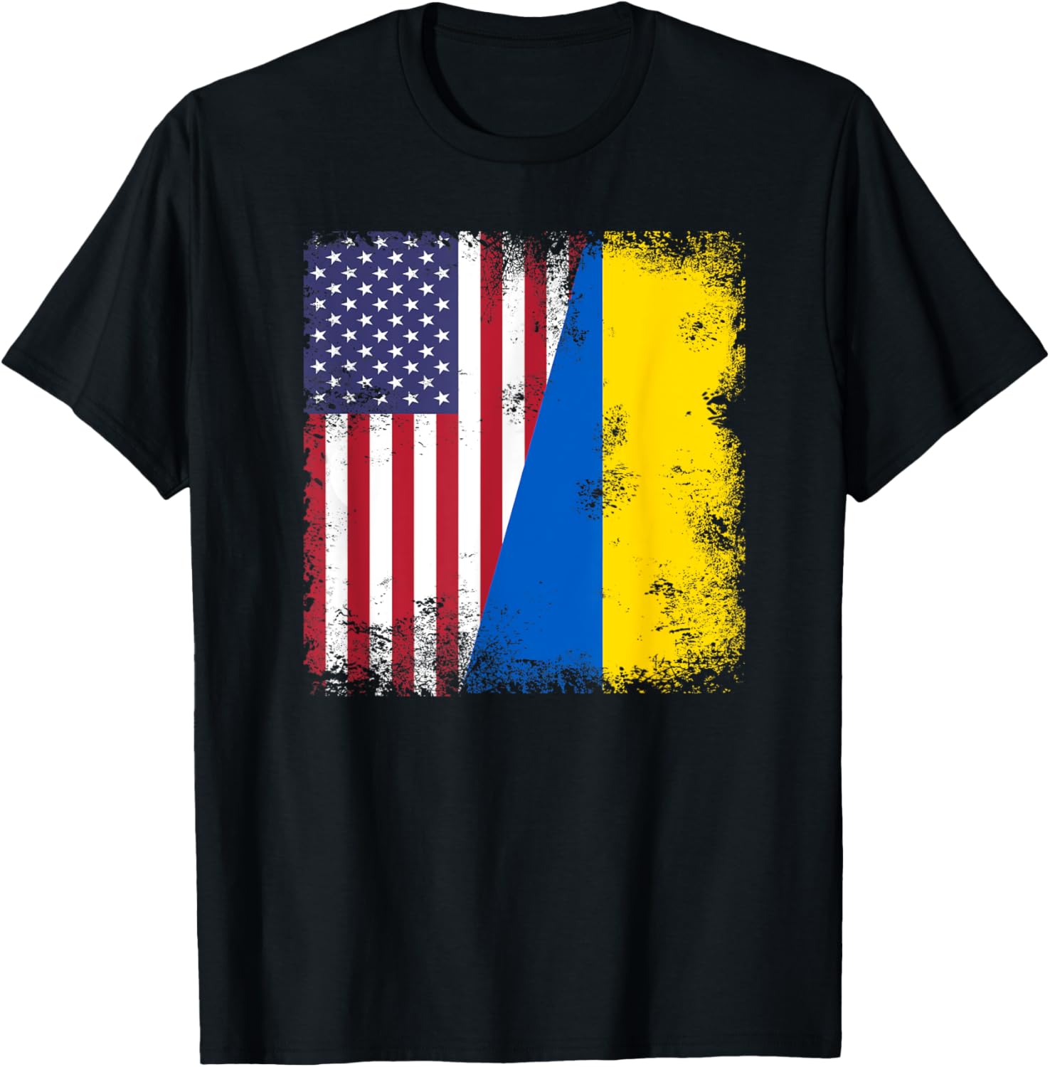 Half Ukrainian Flag T Shirt Vintage Ukraine Usa Gift