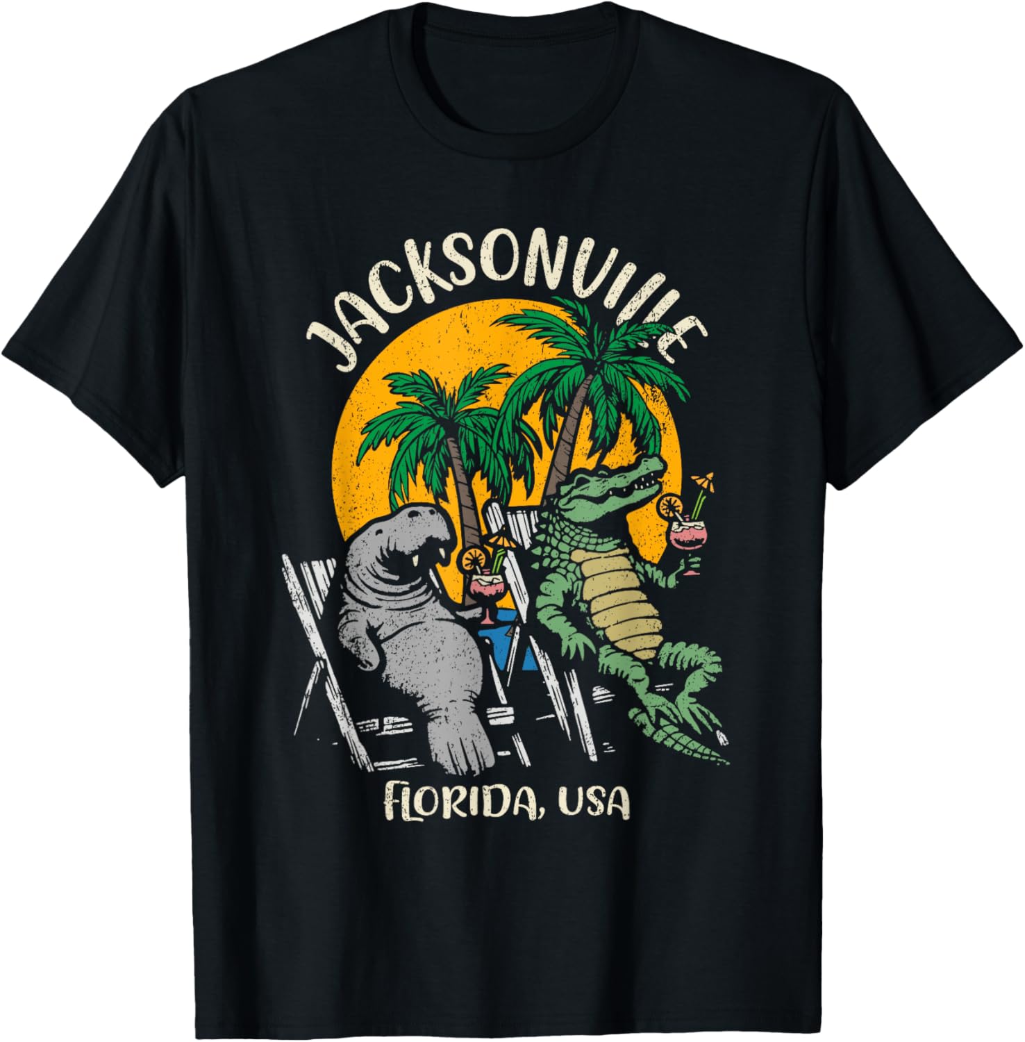 Jacksonville Florida Usa Funny Manatee And Alligator Design
